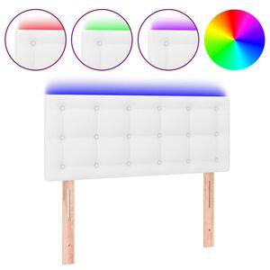 vidaXL T&ecirc;te de lit &agrave; LED Blanc 80x5x78/88 cm Similicuir