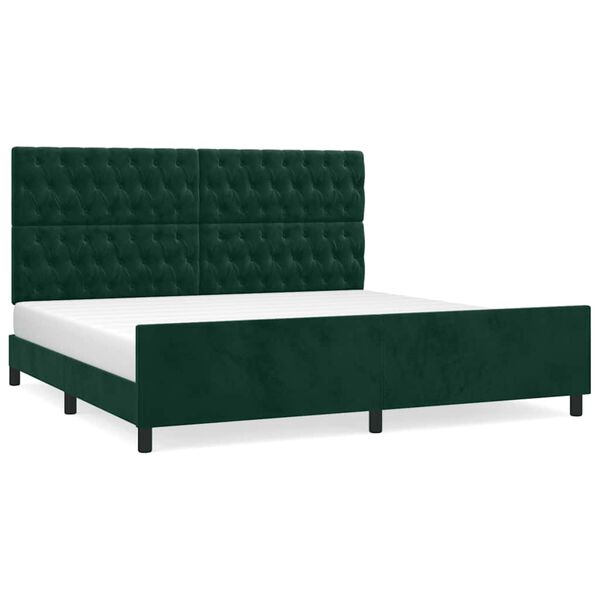 vidaXL Cadre de lit sans matelas vert fonc&eacute; 200x200 cm velours