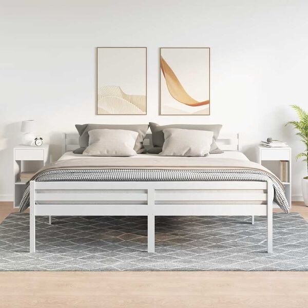 vidaXL Tables de chevet avec tiroir 2 pcs blanc 35x34x66,5 cm