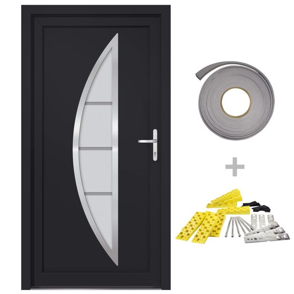 vidaXL Porte d'entr&eacute;e anthracite 88x200 cm PVC