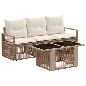 vidaXL Ensemble de canap&eacute; de jardin 4 pc Beige et blanc cr&egrave;me