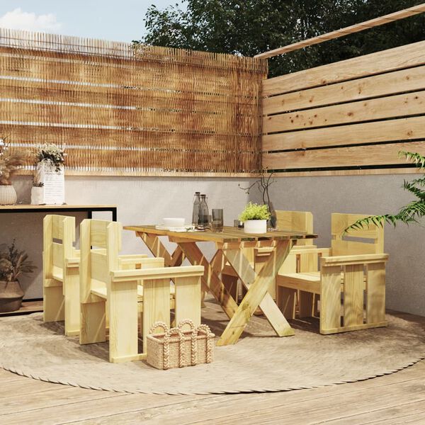 vidaXL Ensemble &agrave; manger de jardin 5 pcs Bois de pin impr&eacute;gn&eacute;