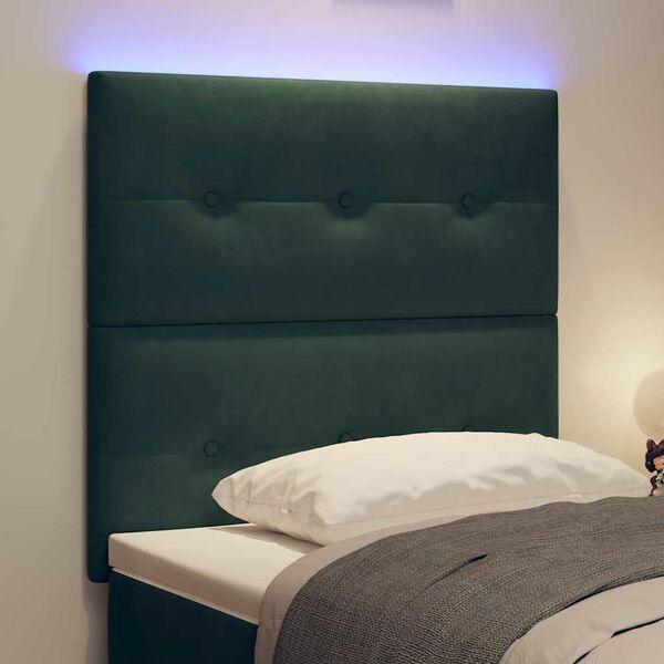 vidaXL T&ecirc;te de lit LED avec des lumi&egrave;res &agrave; LED Vert 80 cm Polyester