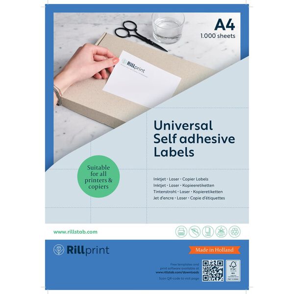 rillprint &Eacute;tiquettes autocollantes 210x148 mm 1000 feuilles Blanc