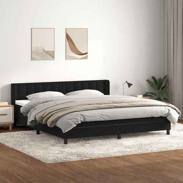 vidaXL Sommier &agrave; lattes de lit avec matelas noir 200x220 cm velours