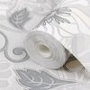 vidaXL Papier peint 3D motif de fleur gris 10x0,53 m non tissé