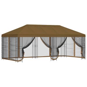 vidaXL Gazebo avec murs lat&eacute;raux 6 x 3 m Taupe Polyester et Acier