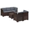 vidaXL Canap&eacute; de Jardin 5 Places avec Coussins Aspect Rotin PP Marron