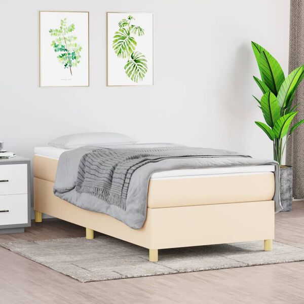 vidaXL Sommier &agrave; lattes de lit avec matelas Cr&egrave;me 80x200 cm Tissu