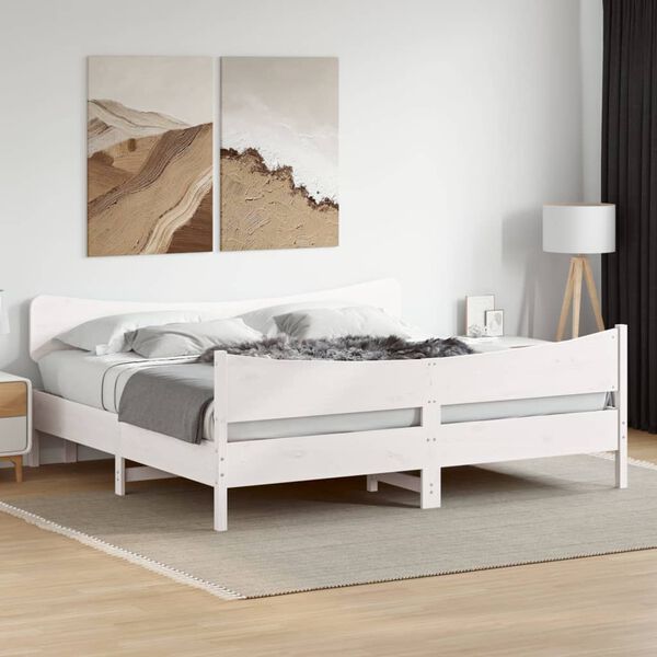 vidaXL Cadre de lit sans matelas blanc 180x200 cm bois massif de pin