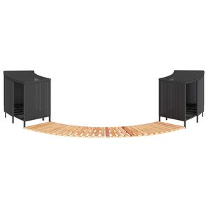 vidaXL Cadre de bain &agrave; remous noir r&eacute;sine tress&eacute;e bois massif d'acacia