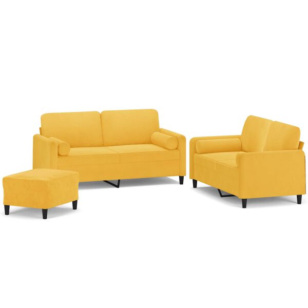 vidaXL Ensemble de canap&eacute;s 3 pcs coussins d&eacute;coratifs et coussins Jaune