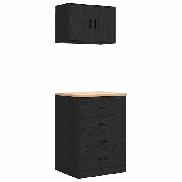 vidaXL Armoires de garage 2 pcs noir bois d'ing&eacute;nierie