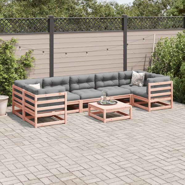 vidaXL Salon de jardin 8 pcs avec coussins sapin douglas solide