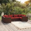 vidaXL Salon de jardin 6 pcs avec coussins R&eacute;sine tress&eacute;e Marron