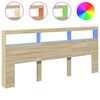 vidaXL Armoire t&ecirc;te de lit avec LED ch&ecirc;ne sonoma 220x17x102 cm
