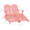 vidaXL Chaise de jardin Adirondack 2 places et pouf sapin rose