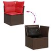 vidaXL Salon de jardin et coussins 7 pcs marron résine tressée acacia