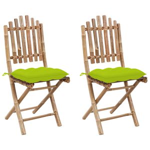 vidaXL Chaises pliantes (lot de 2) avec coussins en bambou