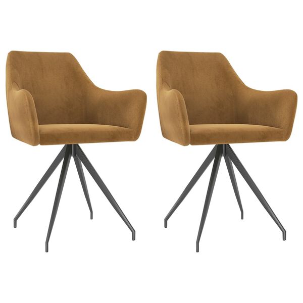 vidaXL Chaises &agrave; manger lot de 2 Marron Velours