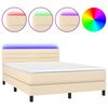 vidaXL Sommier &agrave; lattes de lit avec matelas LED Cr&egrave;me 140x190 cm Tissu