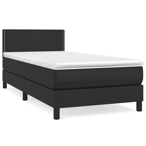vidaXL Sommier &agrave; lattes de lit avec matelas Noir 100x200 cm Similicuir