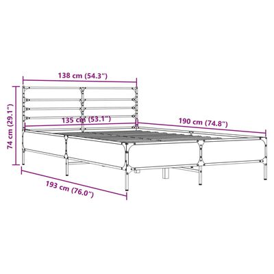 vidaXL Cadre de lit sans matelas chêne sonoma 135x190 cm