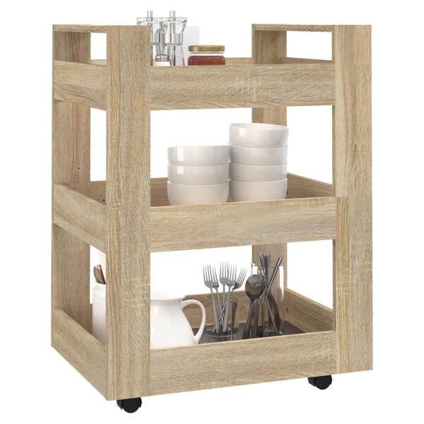 vidaXL Chariot de cuisine Ch&ecirc;ne sonoma 60x45x80 cm Bois d'ing&eacute;nierie
