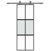 vidaXL Porte coulissante noir 76x205 cm verre trempé aluminium