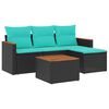 vidaXL Ensemble de canap&eacute; de jardin 5 pcs avec coussins noir r&eacute;sine tress&eacute;e