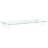 vidaXL Support de moniteur blanc 80x35x8 cm verre tremp&eacute; et m&eacute;tal