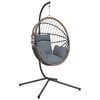 vidaXL Chaise suspendue forme d'&oelig;uf et support gris clair rotin acier