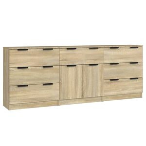 vidaXL Buffets 3 pcs Ch&ecirc;ne sonoma Bois d'ing&eacute;nierie