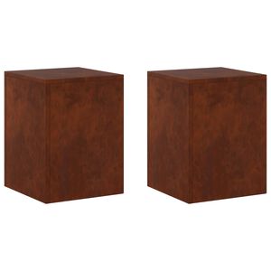 vidaXL Support de Plante 2 pcs Rouill&eacute; 30 x 30 x 40 cm Acier patin&eacute;