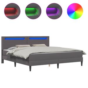 vidaXL Cadre de lit avec matelas Gris 180 x 200 cm Simili cuir