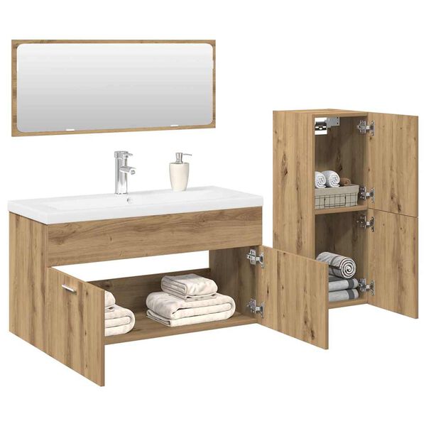 vidaXL Ensemble de meubles salle de bain 4 pcs bois d'ing&eacute;nierie