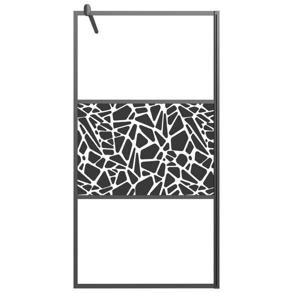 vidaXL Paroi de douche 100x195 cm Verre ESG avec design de pierre Noir