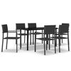 vidaXL Ensemble &agrave; manger de jardin 7 pcs Noir