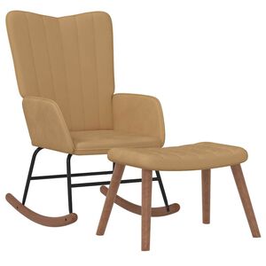 vidaXL Chaise &agrave; bascule avec repose-pied Marron Velours