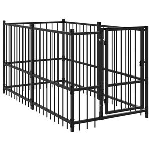 vidaXL Chenil pour chien Noir 193,5x97x100 cm Acier