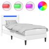 vidaXL Cadre de lit avec bandes LED Blanc 90 x 190 cm Simili cuir