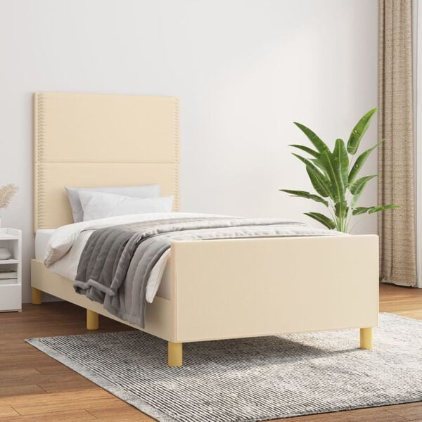 vidaXL Cadre de lit sans matelas cr&egrave;me 90x200 cm tissu