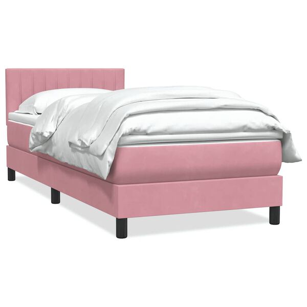 vidaXL Sommier &agrave; lattes de lit avec matelas rose 80x210 cm velours