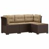 vidaXL Canap&eacute; de jardin 4 places avec coussins style rotin PP Marron