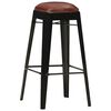 vidaXL Tabourets de bar lot de 4 noir cuir v&eacute;ritable