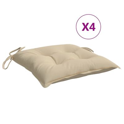 vidaXL Coussins de chaise lot de 4 beige 40x40x7 cm tissu oxford