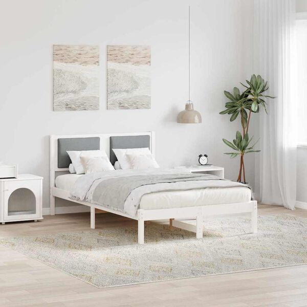 vidaXL Cadre de lit Gris clair 120 x 190 cm Pin massif