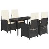 vidaXL Ensemble &agrave; manger de jardin coussins 5pcs Noir R&eacute;sine tress&eacute;e