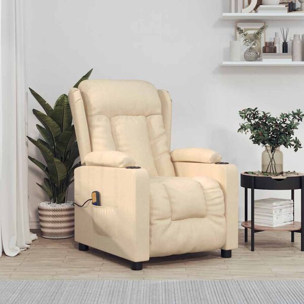 vidaXL Fauteuil de massage Cr&egrave;me Tissu