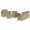 vidaXL Ensemble de canap&eacute; de jardin 8 pc Beige polyrotin